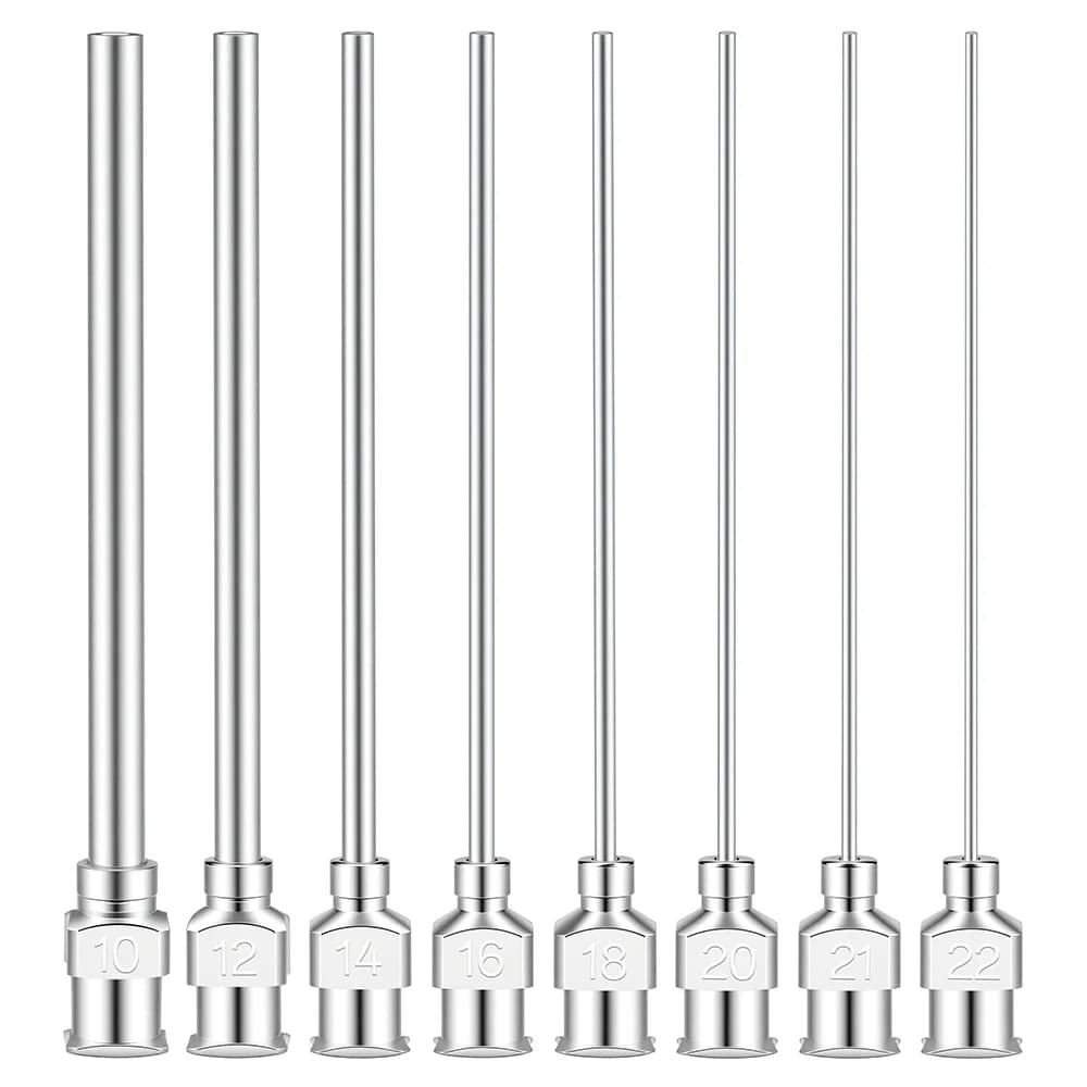 12 Pack 8G-25G 50mm Stainless Steel Dispensing Needle Tip Blunt Syringe Needle 2 Inches for Refilling Glue Syringes