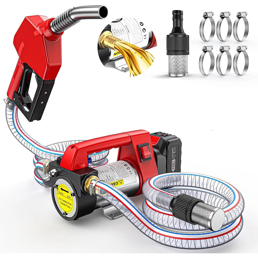 Taskstar 12GPM Cordless Diesel Fuel Transfer Pump w/2x6.6FT Hoses Electric Diesel Kerosene Transfer for 18V Makita Battery pin