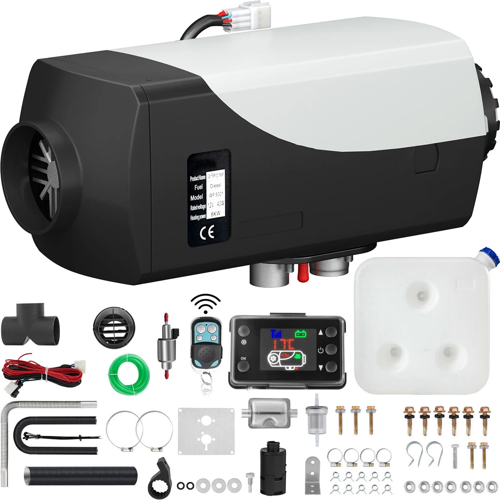 SucceBuy Diesel Heater 12V Diesel Air Heater 8KW Diesel Parking Heater Remote Control with LCD Switch for Car Truck Motor-home