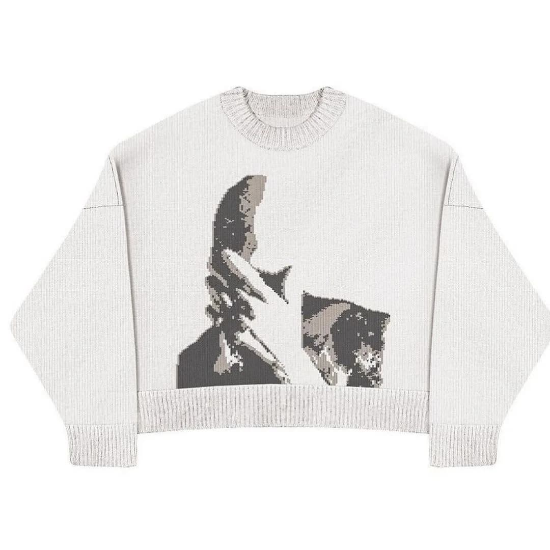 Autumn Winter Women Retro Pullover Sweater Fashion Long Sleeve Star Pattern Y2K Sweater Lady Casual Harajuku Knit Sweater Unisex