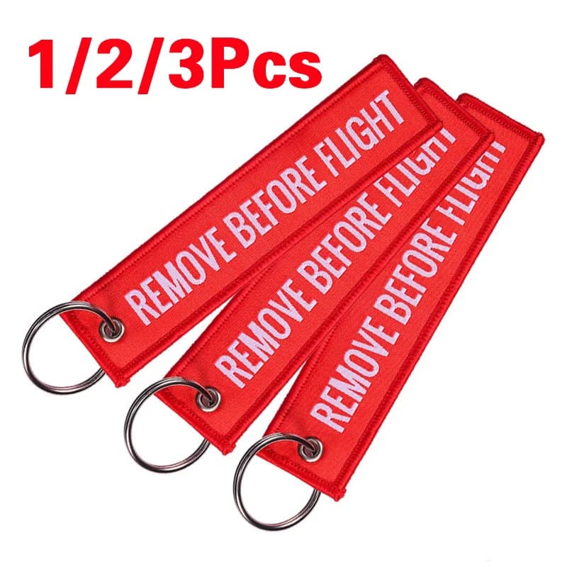 1/2/3Pcs Remove Before Flight Woven Key Chain Special Luggage Label Red Chain Keychains for Aviation Gifts