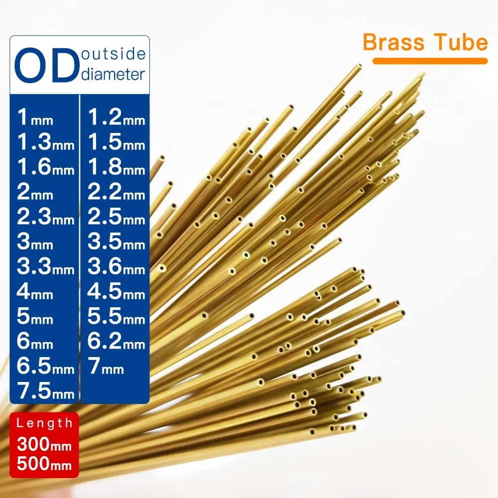 Brass Tube OD1-7.5mm Length300 500mm Round Brass Alloy Pipe Straight Small Outer Diameter Finish Draw Precise Thickness 0.2-3