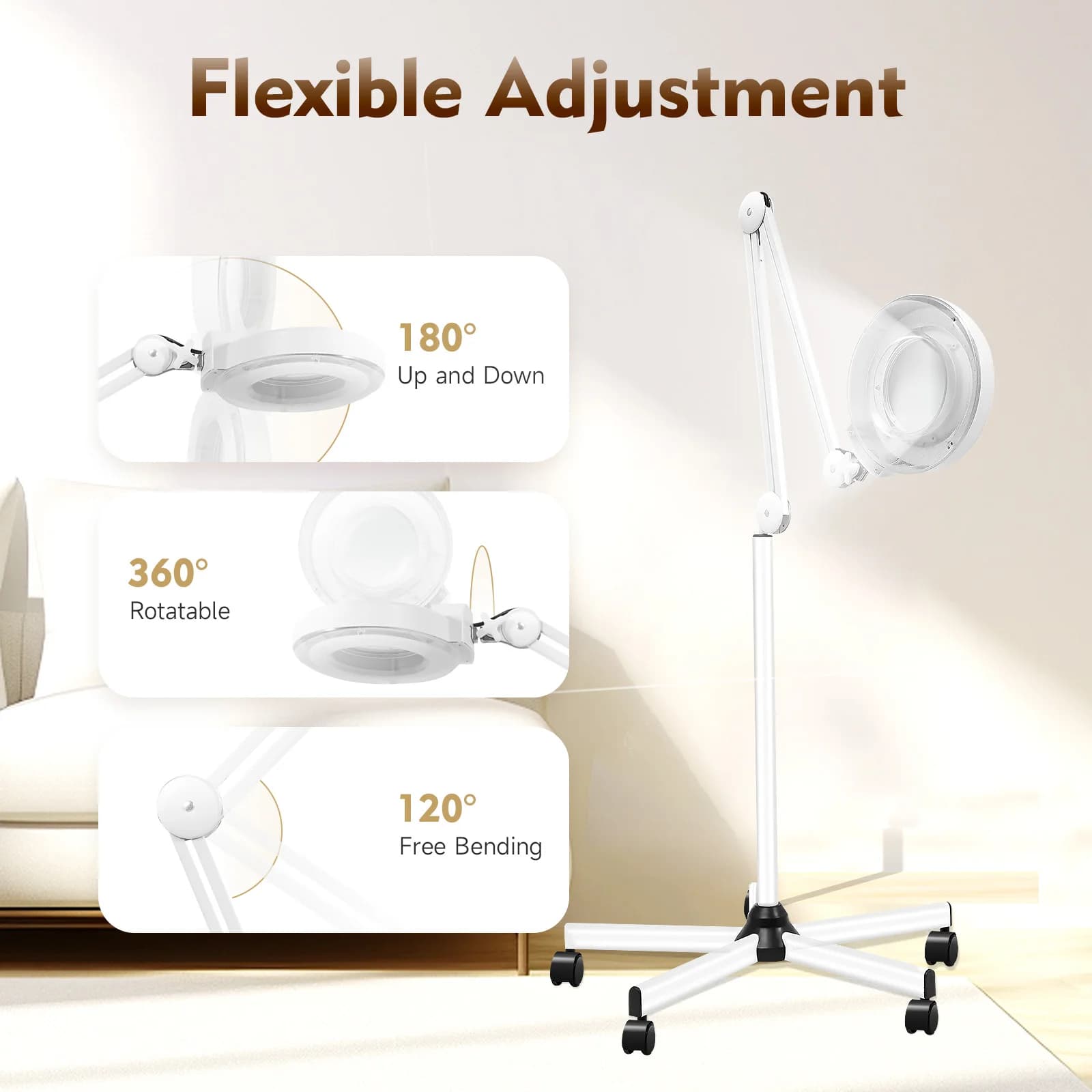 5X LED Magnifying Lamp With Light and Stand For Beauty Salons,nail salons, hospitals 22W Large Magnifying Glass