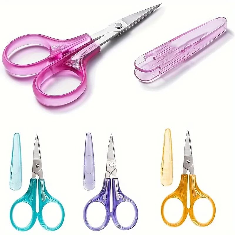 4pcs Sharp Detail Craft Scissors Set-Stainless Steel, Compact Design with Protective Cover for Sewing, Embroidery, Paper Cutting