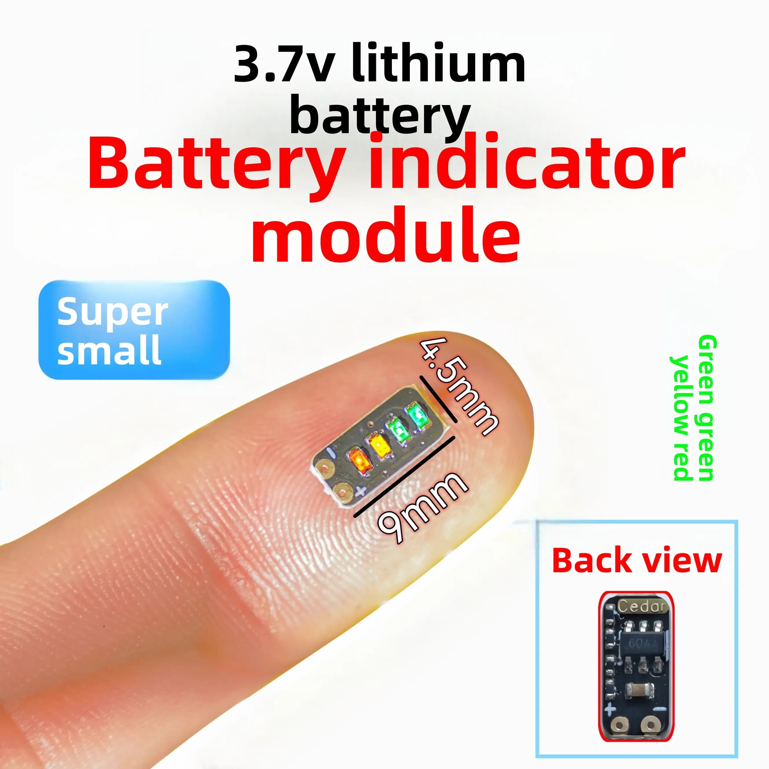 Mini Battery Capacity Indicator LED Module for 1S/2S Li-ion Batteries (3.7V-4.2V) - Accurate Power Display
