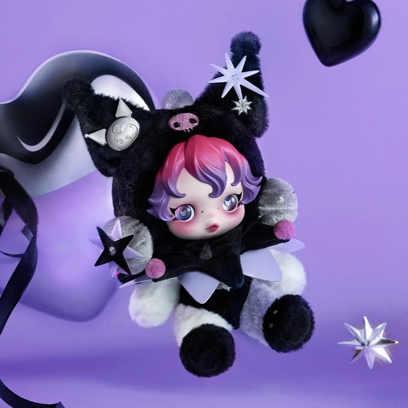 POP MART SKULLPANDA × KUROMI Plush Pedant Sanrio Collectable Cute Figure Keychain Bag Charm Gift Toys Action Figure