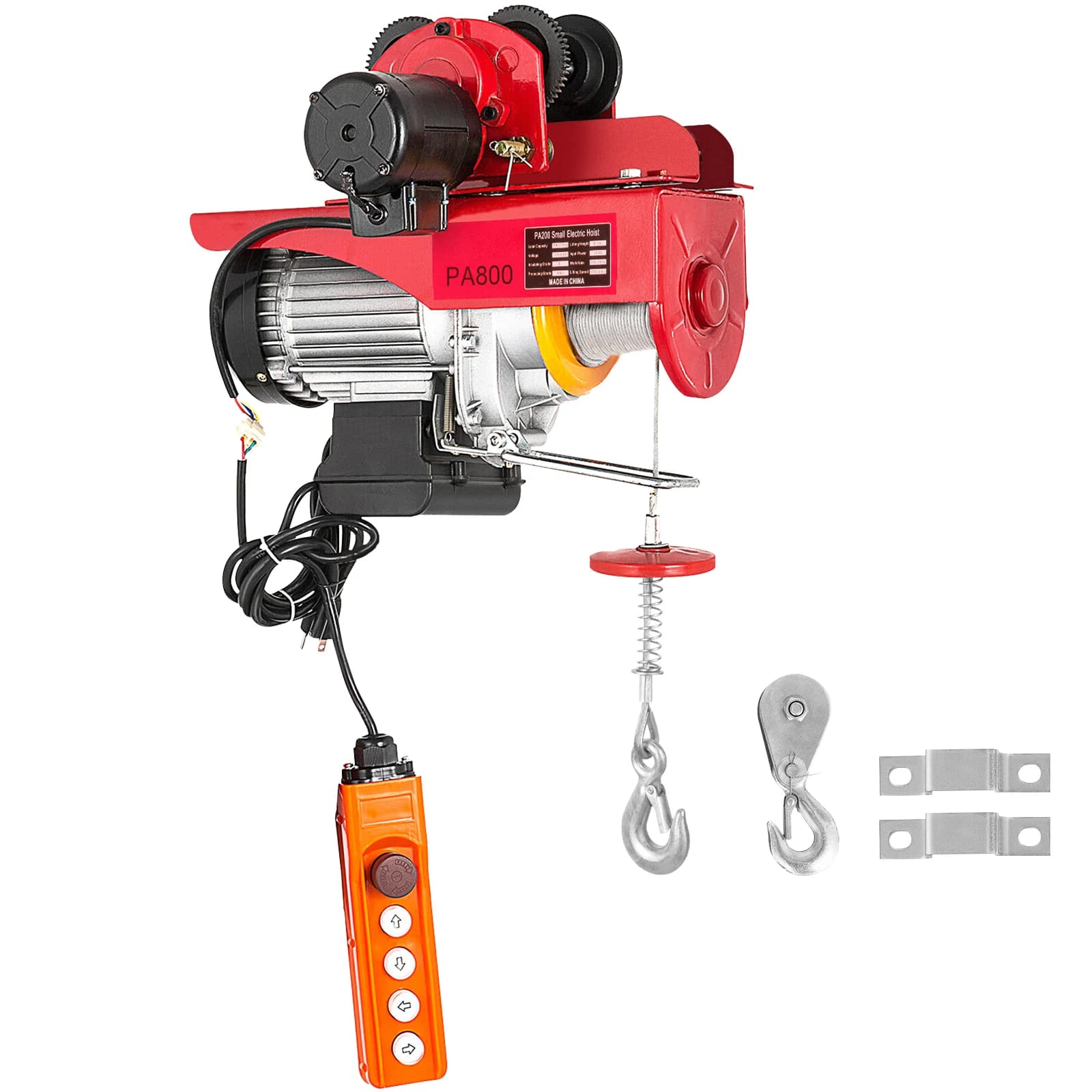 SucceBuy 1700/2200LBS Wired Electric Hoist Crane with Trolley Portable Lifter Overhead Winch Effort Elevator for Garage Lifting