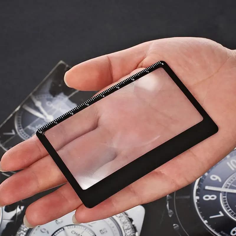 Wallet Magnifier Card 3X Mini Magnifying Glass Ruler Pocket Magnifying Glass for Reading Fire Starting Survival Tools Magnifying
