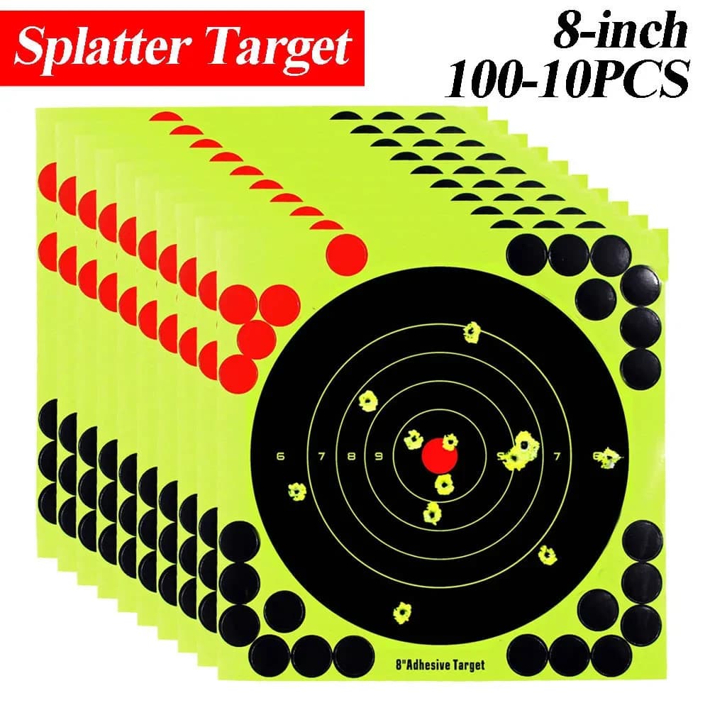 100-10PCS 8-inch Splatter Target High Visibility Adhesive Shooting Target Stickers Reactive Hunting Shooting Training Paper