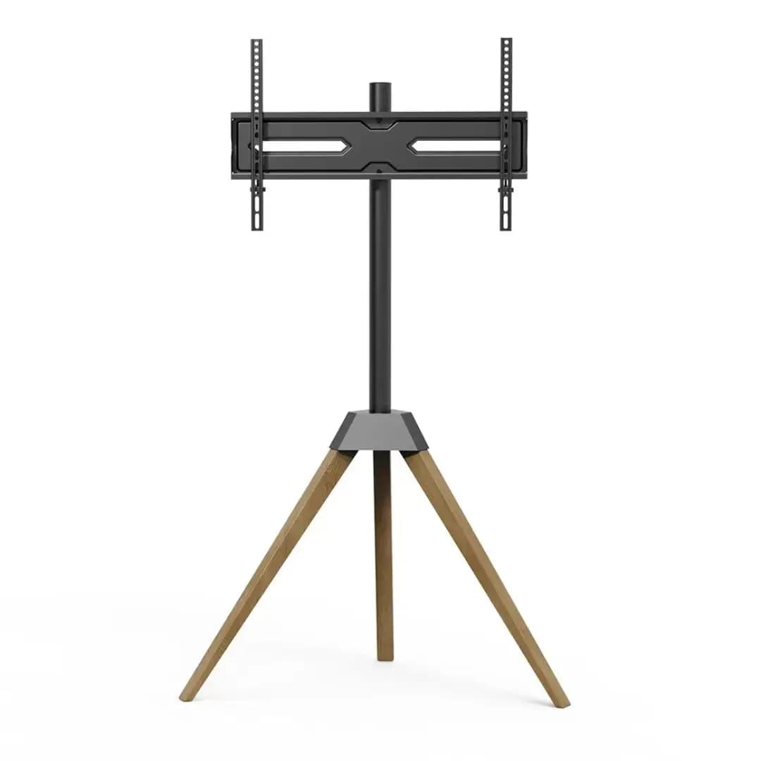Height Adjustable Easel TV Stand TV Floor Stand with Wood Legs TV Stand with Tripod Base for 32-65 Inch Flat Screens Swivel