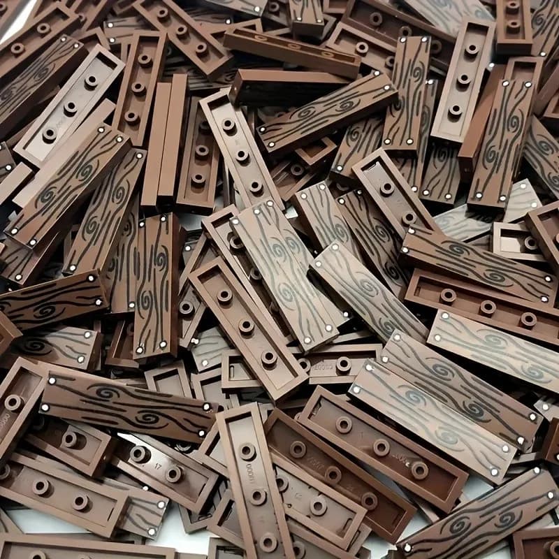 20pcs MOC Compatible 2431 Small Particle Building Block Scene Accessories, 1x4 Flat Wood Grain With Nail Printing Accessories