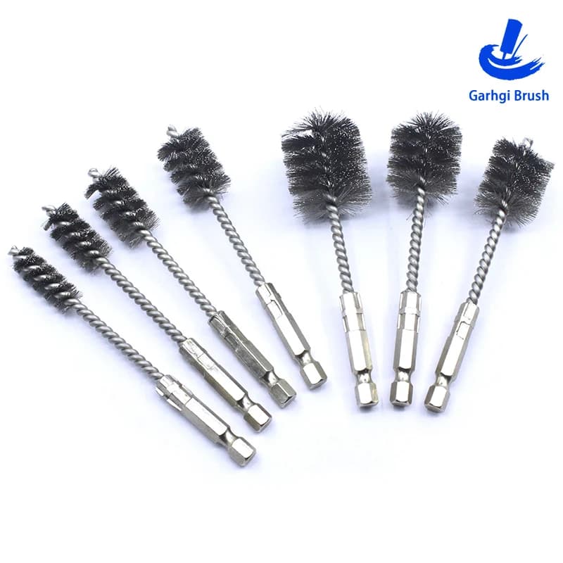 1/4" Hex Shank Power Drill Wire Brush of Stainless Steel Twisted-in-Wire for Bore Cleaning Deburring Polishing Hand Tools Metal