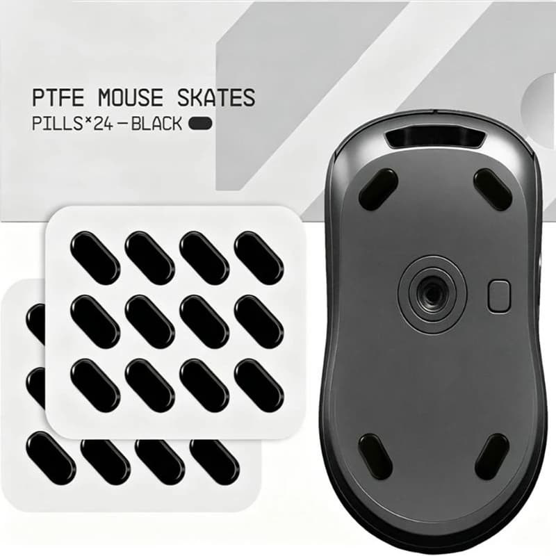 Universal PTFE Mouse Skates for Gaming Mice – 9mm x 18mm Black Pill Skates, Ultra-Smooth Glide on Cloth & Glass Pads, Adjustable