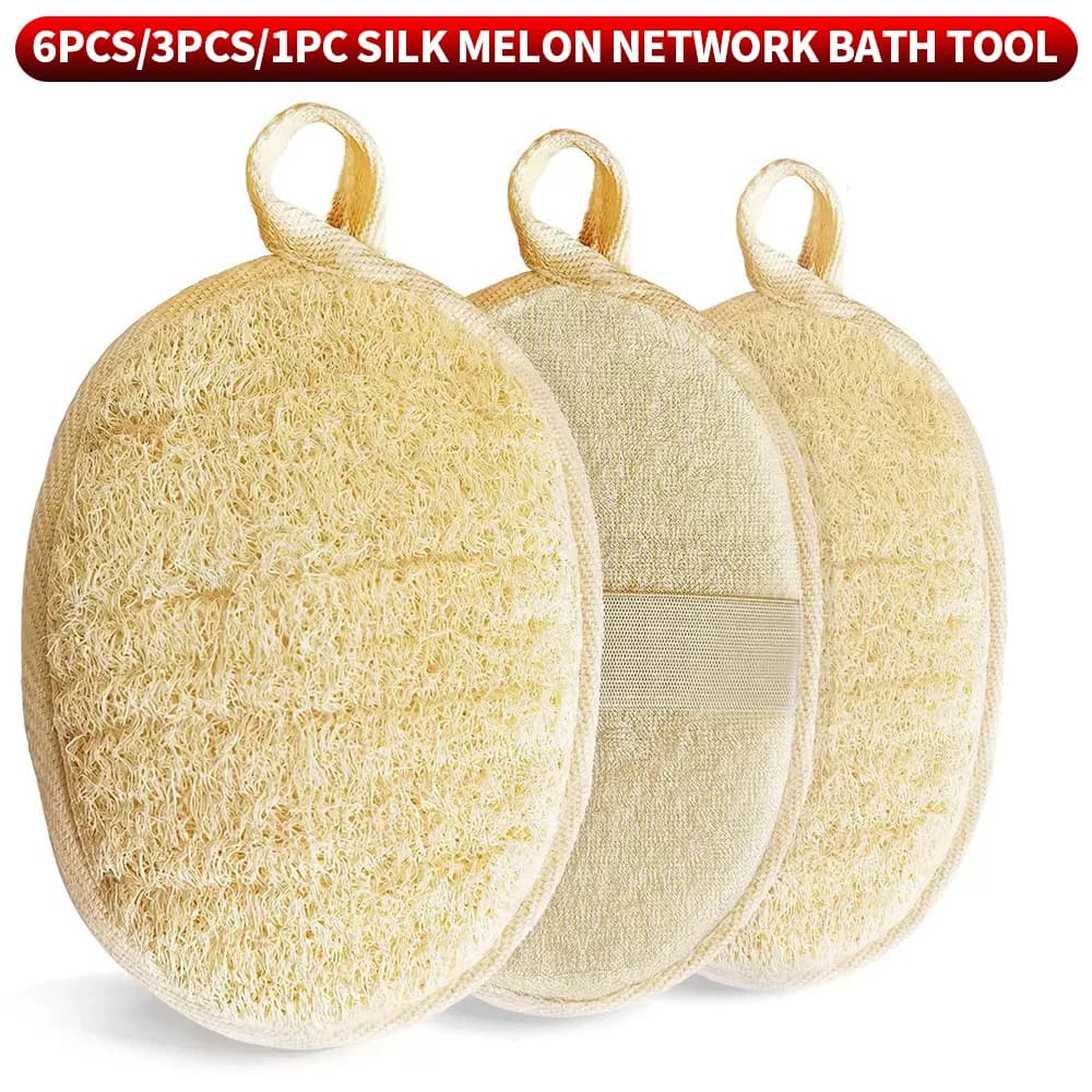 6PCS/3PCS/1PC luffa exfoliating body, summer luffa net bath scrub, scrubbing sheet, scrubbing towel - suitable for home bathroom