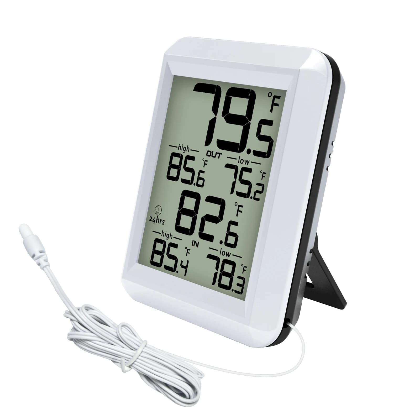 INDOOR OUTDOOR Thermometer Max/Min Record Waterproof Cable for Home Fridge Aquarium Wall/Table Mount ℉/℃ Switch for Home