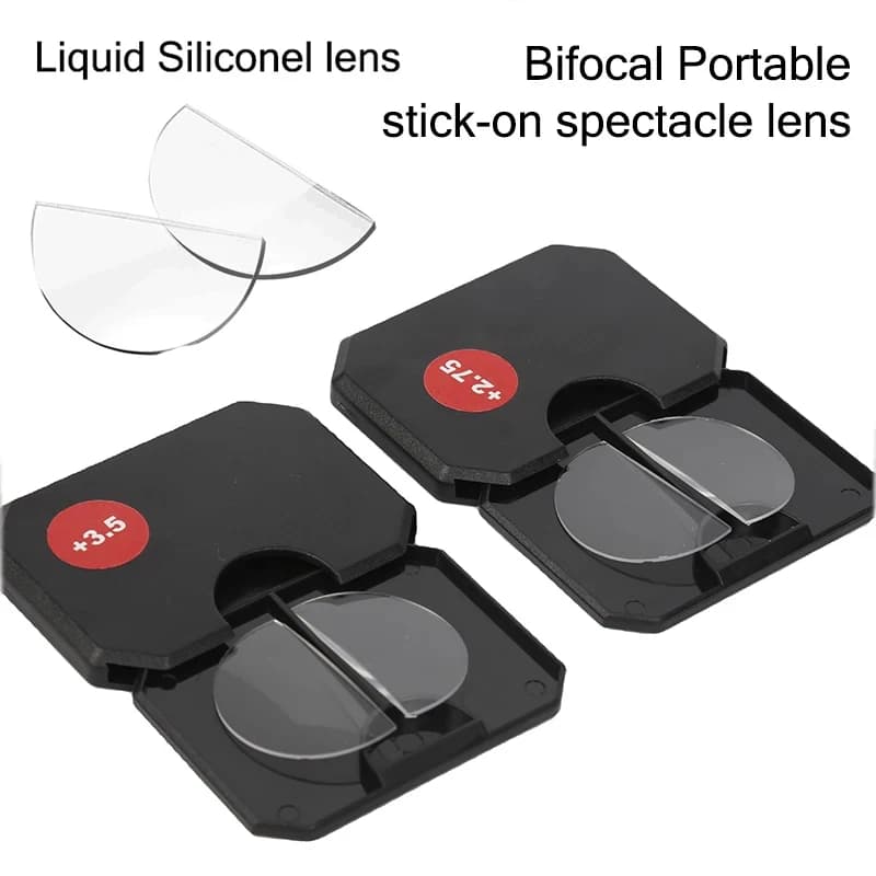 Liquid Silicone Bifocal Reading Glasses Lens 2 Pcs Stick-on Presbyopic Lenses Magnification Reusable Bifocal Ultralight Lenses