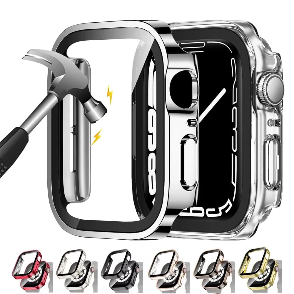 Cover for Apple Watch Case 46mm 42mm 45mm 44mm 49mm 41 40mm Tempered Glass Screen Protector Series 11 10 7 8 9 SE 6 5 4 Ultra 3