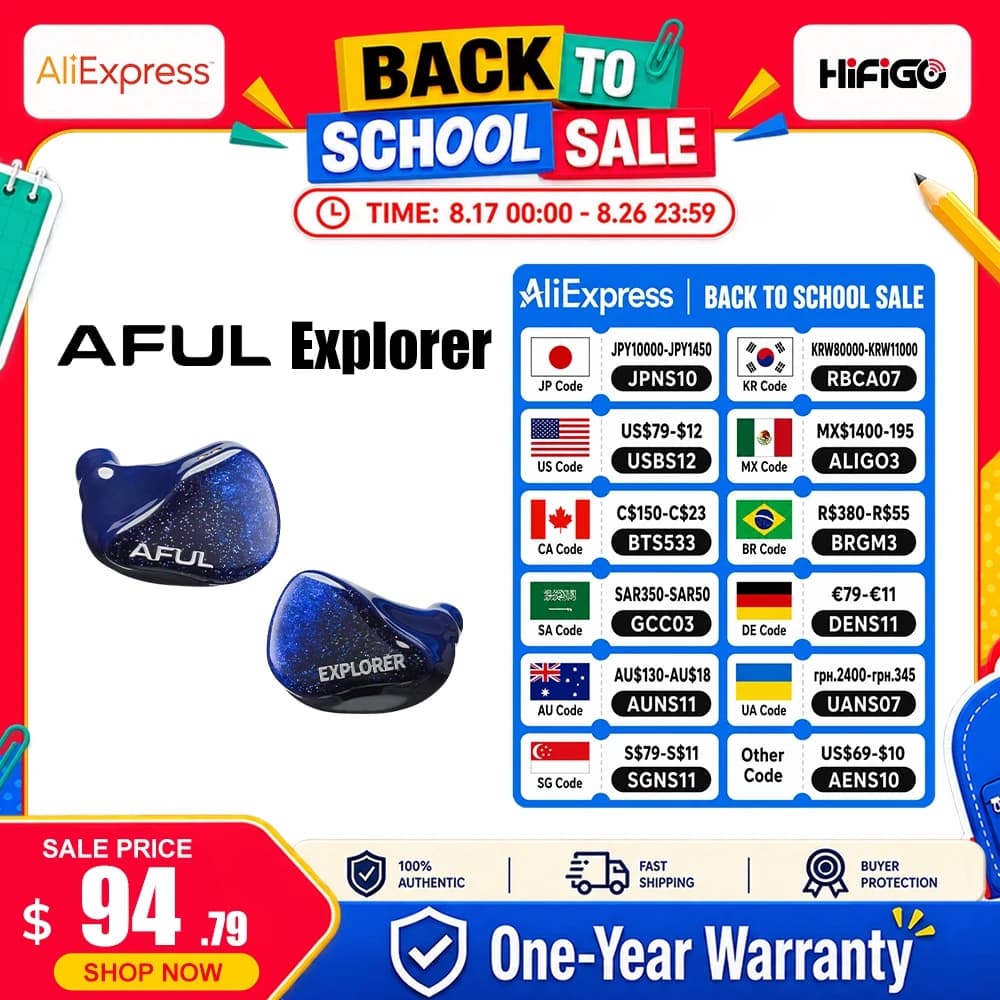 HiFiGo AFUL Explorer Wired Hybrid Earphones 1DD+2BA Hybrid In-Ear Monitors 3D Printed Acoustic Tube RLC Division HiFi Earbuds