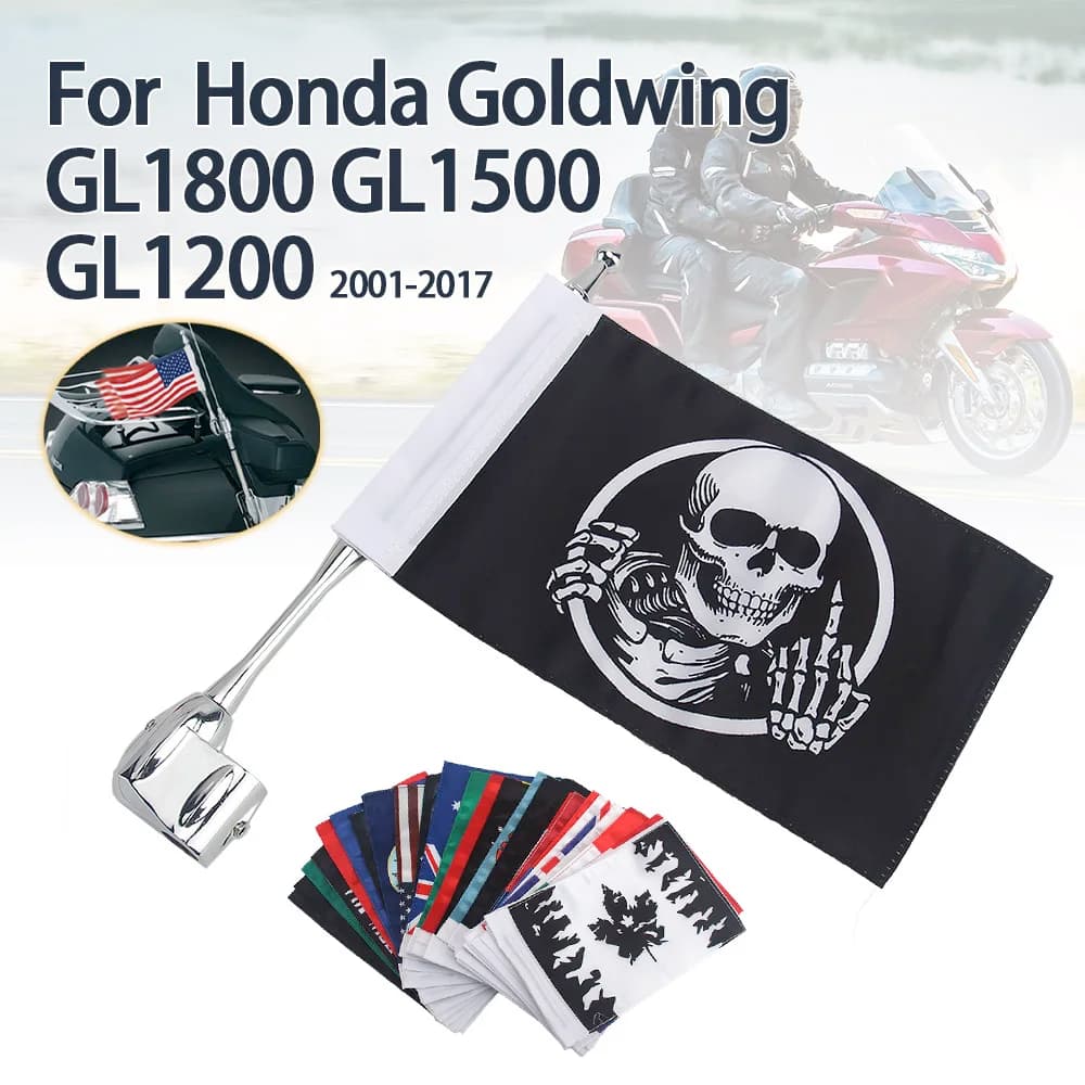 Motorcycle Flagpole Decorative Flags Aluminum Rear Side Antenna Flag Pole For Honda GoldWing 1800 GL1800 Flag GL1500 GL1200