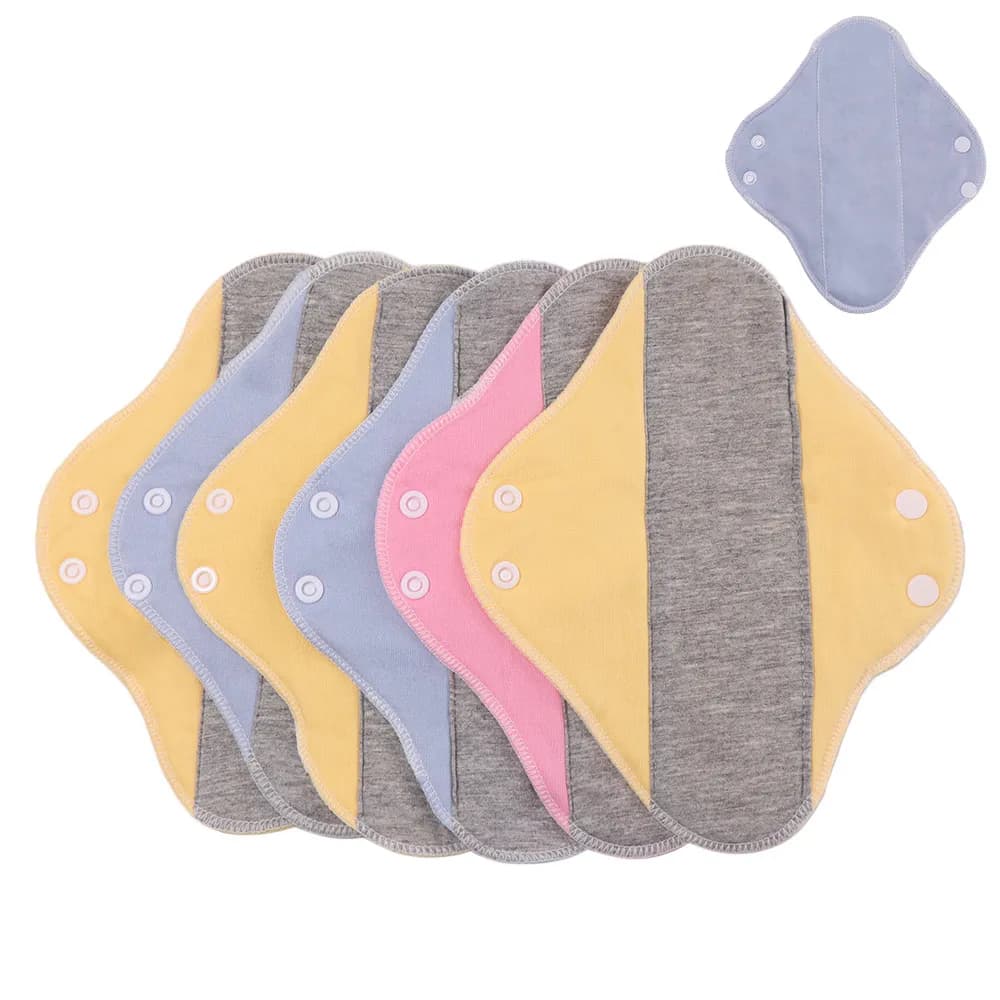 6Pcs Diaper Washable Menstrual Cloth Pads Reusable Graphene Sanitary Napkin Soft 23CM Nursing Pad for Women Pantyliner