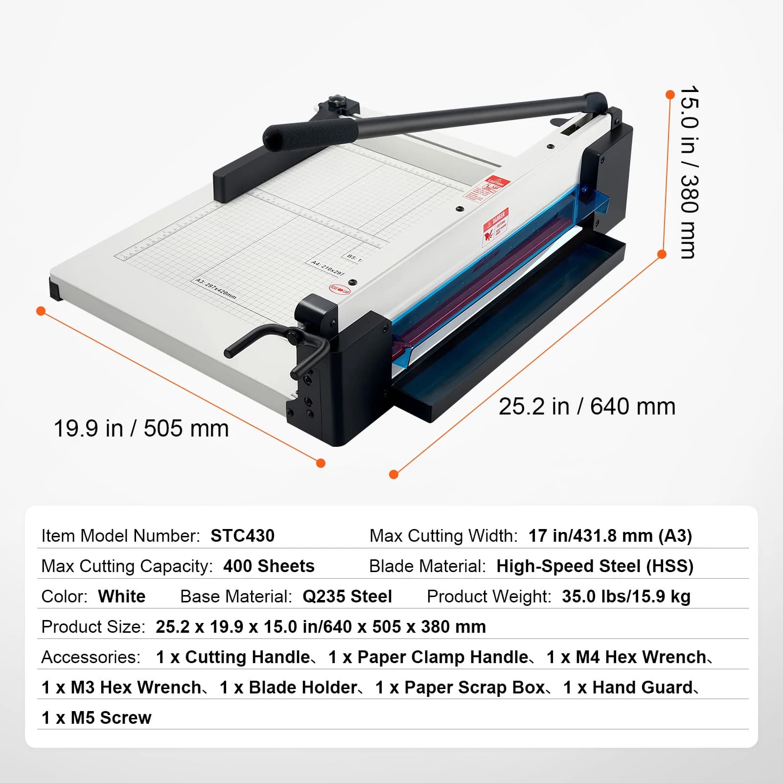 SucceBuy 12"/17'' Industrial Commercial Paper Cutter 400 Sheet Capacity Solid Steel Construction Stack for Office Home School Shop