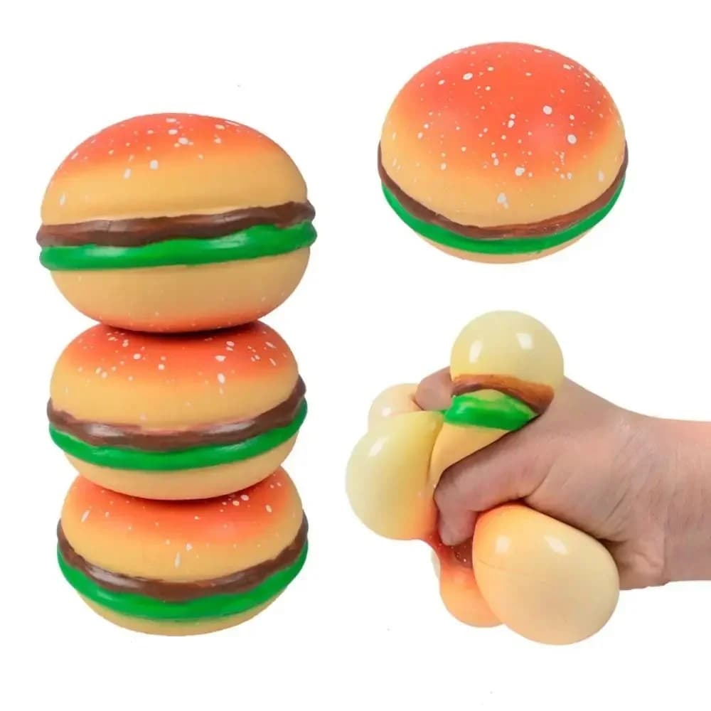 Squishy Hamburger Stress Ball Autism Sensory Toy Stress & Anxiety Relief Fidget Toys Pinch Decompression Toy