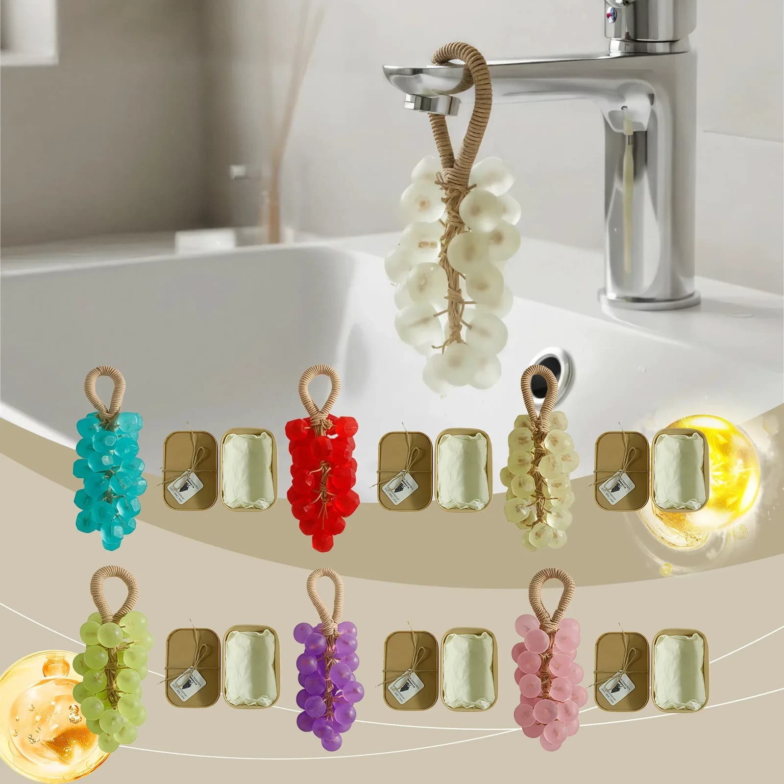Natural Organic Grape Handmade Soap Crystal DIY Facial Body Cleansing Exfoliation Brighten Moisturizing Fruity Mild Skin Care