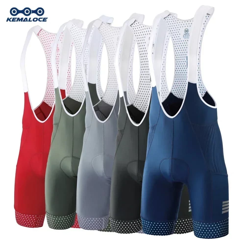 KEMALOCE Men Cycling Bib Shorts Solid Blue&Black 5D Gel Pad Mountain Bike Shorts High End Outdoor Breathable Bike Tight Knicker