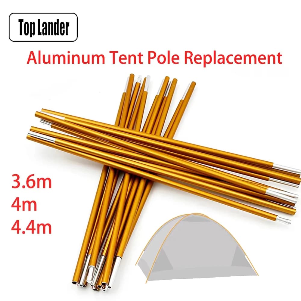(2pcs/pair) Camping Tent Pole Aluminum Replacement Fittings 3.6m 4m 4.4m Outdoor Tent Rod Camping Repair Accessories