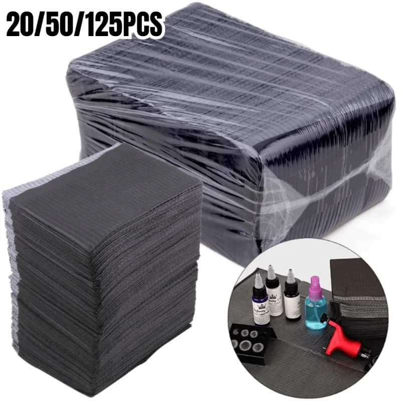 20/50/125PCS Black Tattoo Tabletop Cover Disposable Bed Sheet Fabric Waterproof Stain Resistant Cleaning Table Mat