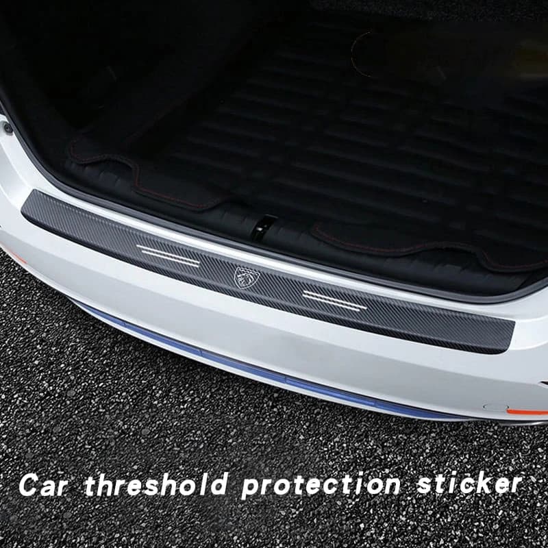 Carbon Fiber Car Trunk Bumper Protective Sticker For Peugeot 408 4008 308 3008 Rifter 5008 508 2008 208 301 RCZ Accessories