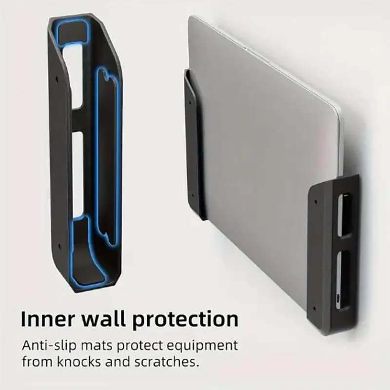 Under Desk Laptop Mount Wall-Mounted Shelf Holder for Laptop/Tablet/Macbook with Anti-Scratch Silicone