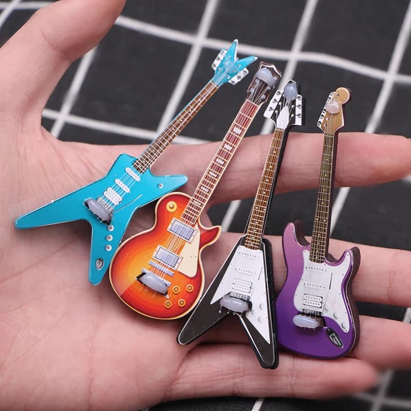 Doll Mini Simulation Electric Guitar Popular Guitar Miniature Scene  Props Match Model Accessories