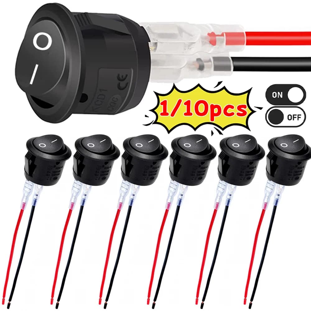 1-10Pcs 20mm Round Practical Joystick Switch SPST 2 Pin Snap-in ON-Off Toggle Switch Universal 12V for Car RV Boat
