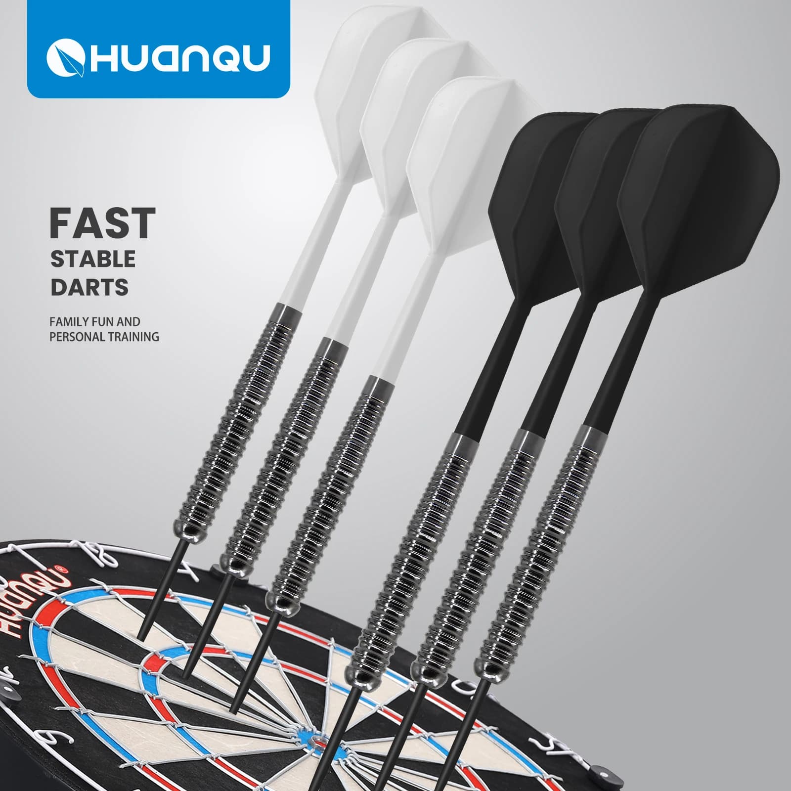 Huanqu Professional Dart Set, Six Needle Darts, Includes Spare Aluminum Shaft Dart Flights and O-Rings, Complete Accessories, Durable Standard Darts,