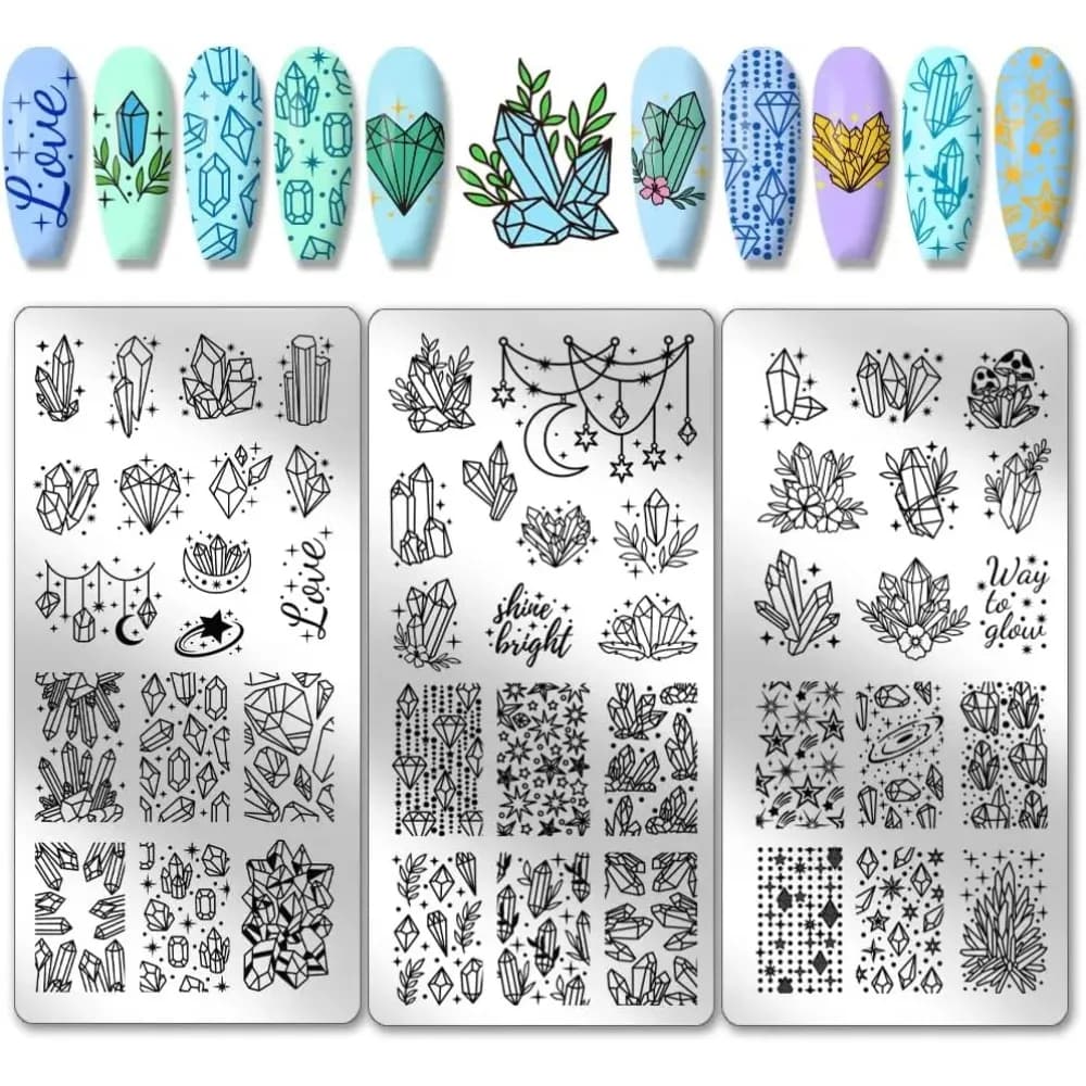 3pcs Nail Art Templates Punk Style Nail Stamping Plate Moon Star Dream Nail Art Stencils Stainless Steel Nail