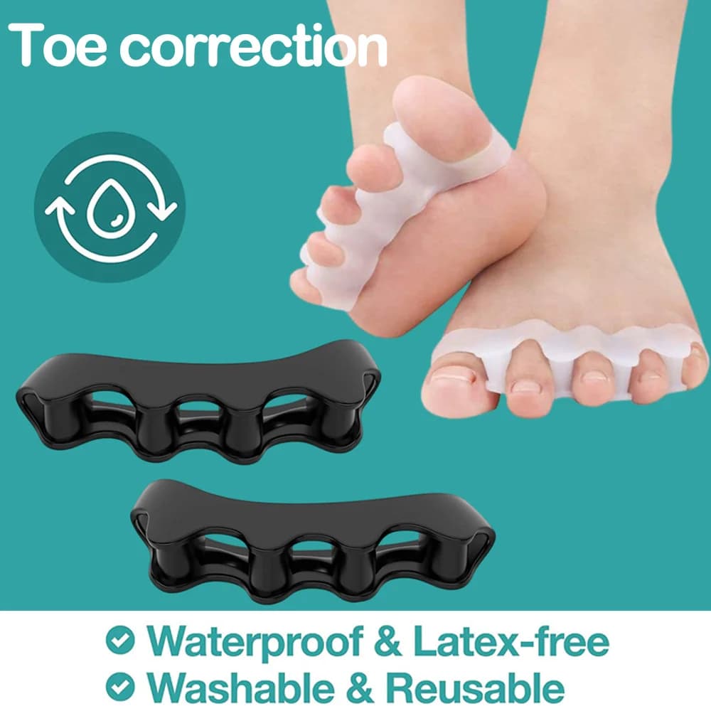 1 Pair of Soft Silicone Toe Orthotics, Toe Separators, Bunion and Hammertoe Relief, Suitable for Running and Yoga Practice