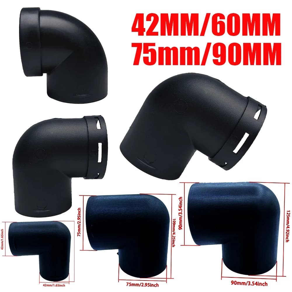 42/60/75/90mm Plastic L-Shaped Air Pipe Elbow Outlet Connector For Webasto Eberspaecher Diesel Parking Car Heater Accessories