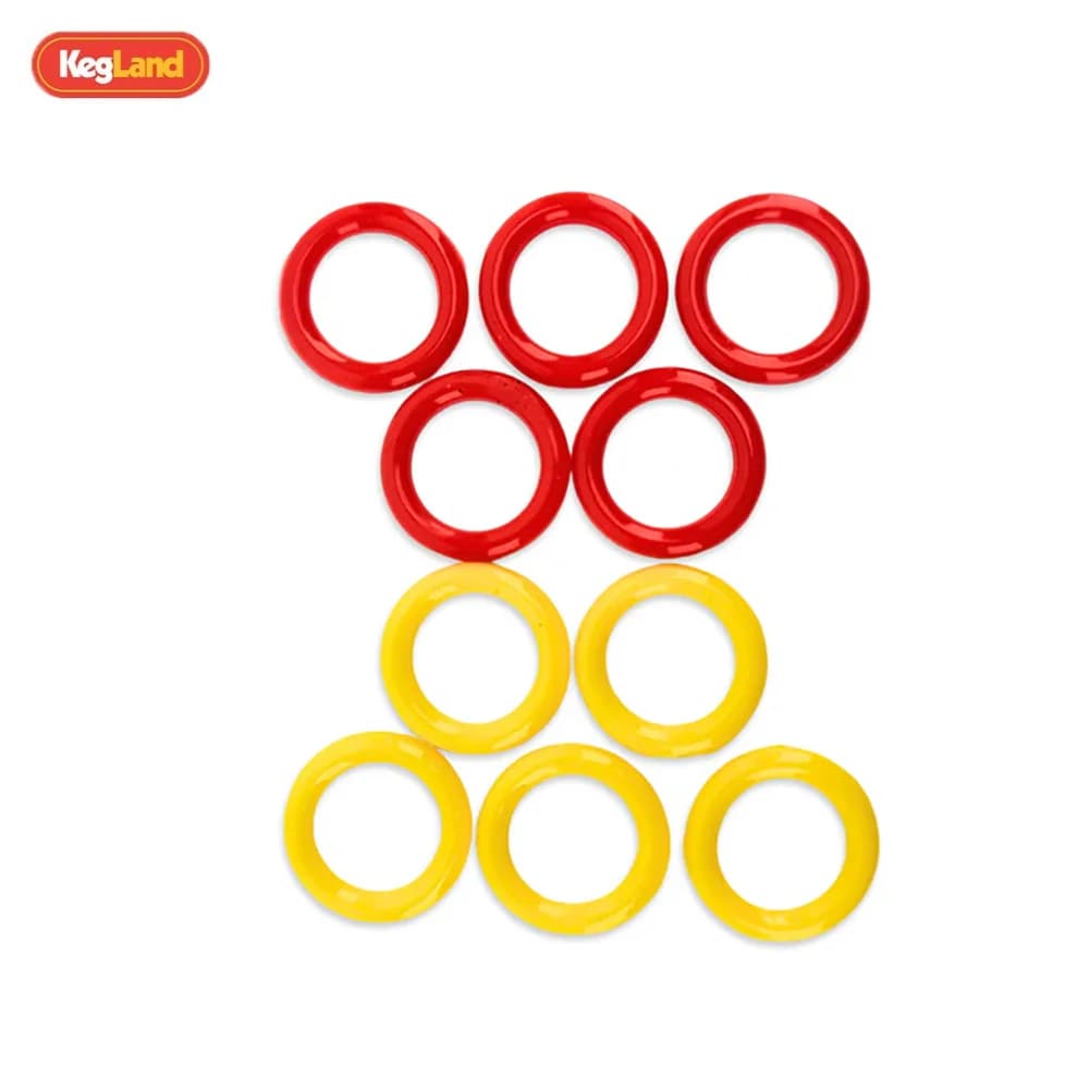 KegLand Sealing for Ball Lock Connector 10 Pack of Colour Coded Silicone Post O-Rings (5 x Red Gas + 5 x Yellow Liquid) Beer