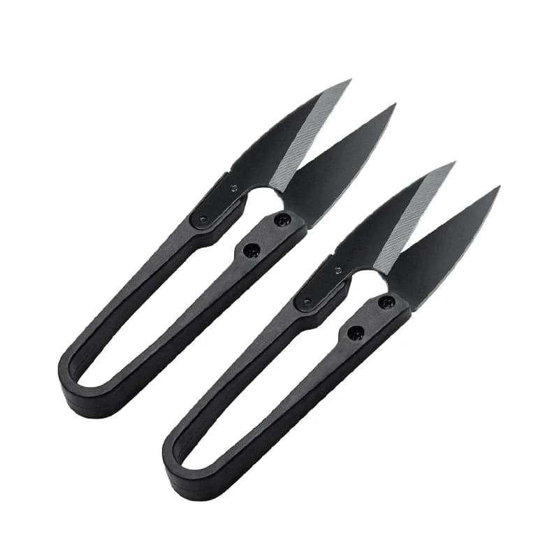 1/2pcs Stainless Steel U-shaped Elastic Scissors Black Carbon Steel Clothing Needle Thread Sewing Scissors
