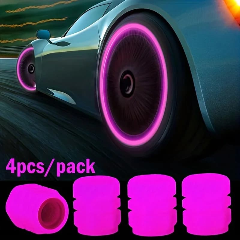 4pcs Luminous Car Tire Valve Cap - Hexagonal Rubber Car Tire Valve Cover Universal Small Car Air Valve Valve Cap Luminous Valve