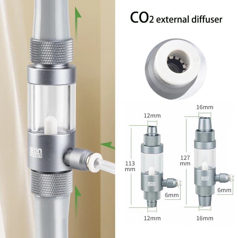 Aquarium CO2 Diffuser Observable Quick Insertion Anti Reflux CO2 External Nebulizer Fish Tank External CO2 Nebulizer Diffuser