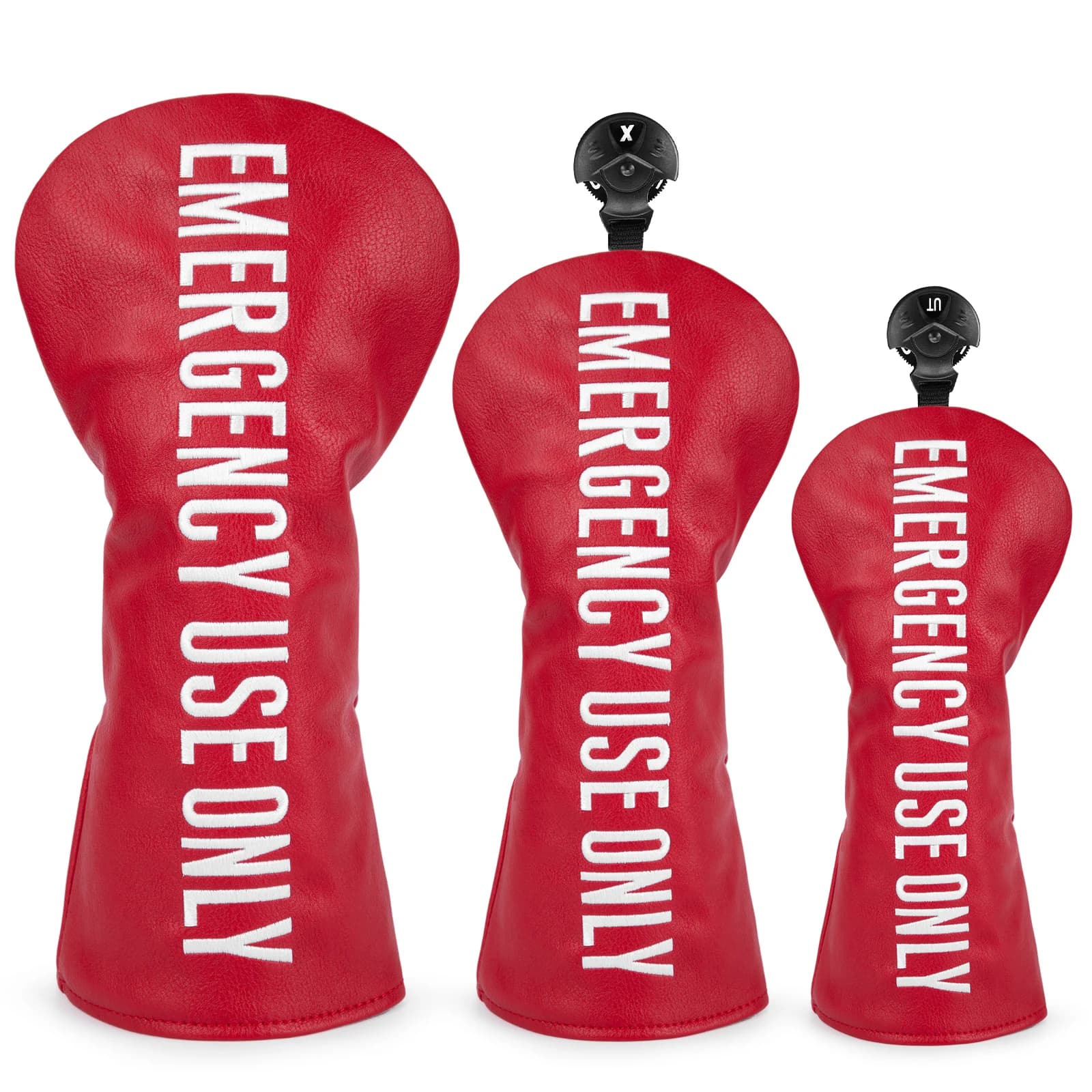 Factory Price Golf Club Headcovers Red Premium Leather Golf Driver Fariway Wood Covers Hybrid Head Covers 3 Wood Golf Head Cover