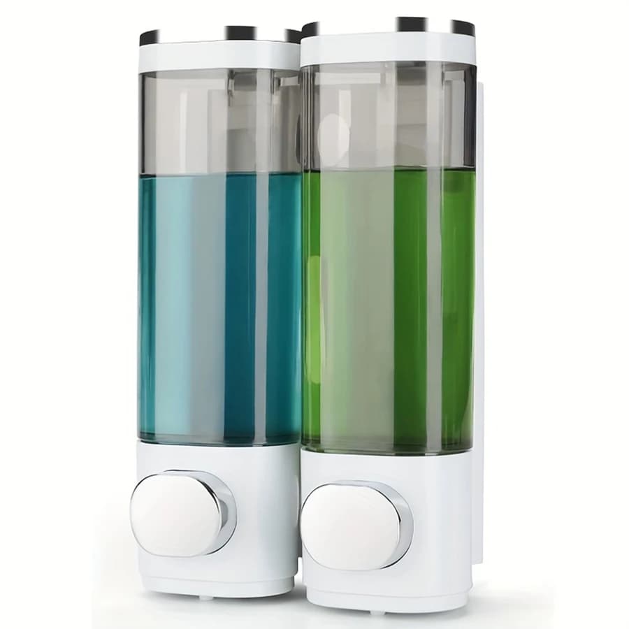 Wall Mounted Soap Dispenser Bathroom 2 Chambers, Clear Liquid Shower Soap Dispenser,Shampoo and Conditioner Dispenser for Shower