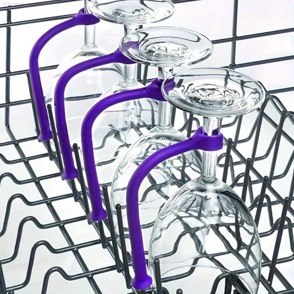 Flexible Holders for Tall Wine Glasses, Dishwasher-Safe Racks Featuring a Non-Slip Grip, Perfect for Use with Wine Bottles