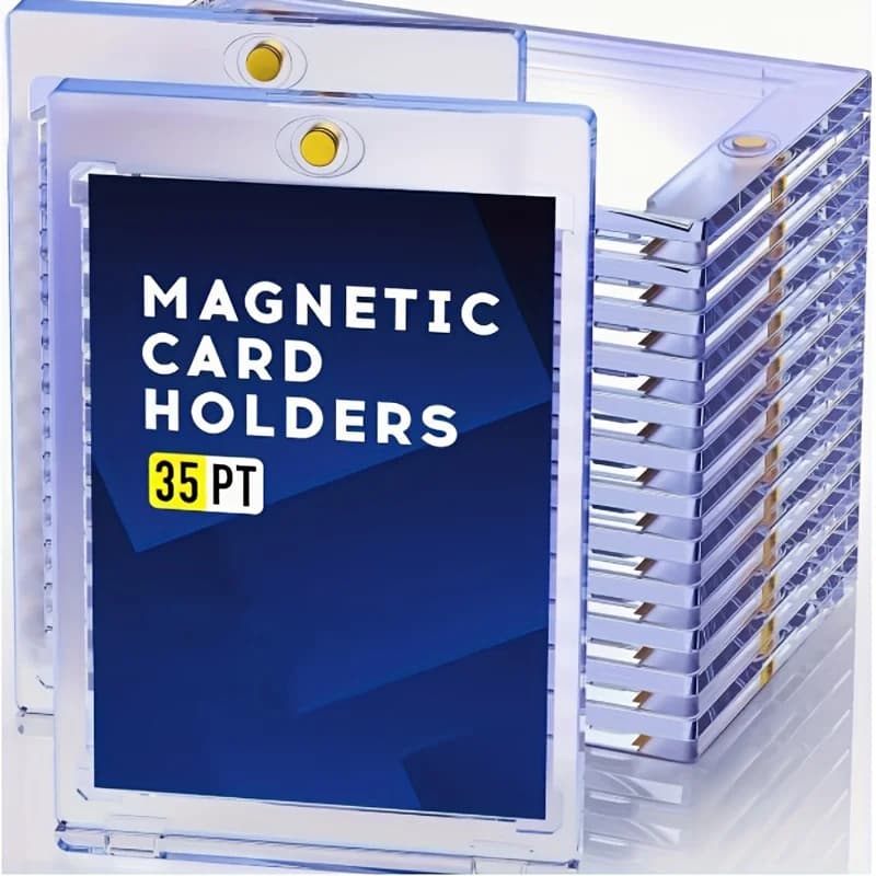 10 Pieces of 35Pt Clear Magnetic Card Storage Boxes, Hard Plastic Storage Boxes, Uv-Resistant Acrylic Magnetic Card Holders, with Magnetic Top