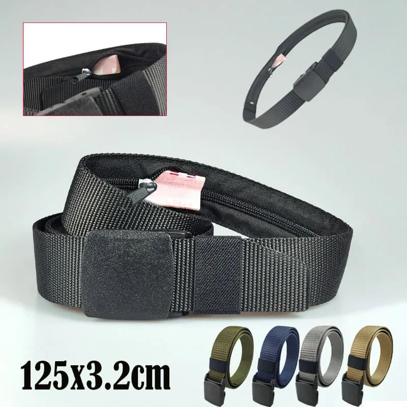 Travel Cash Anti Theft Belt Waist Bag Women Portable Hidden Money Strap Belt Wallet Waist Pack Men Secret Hiding Belt 1/2PCS