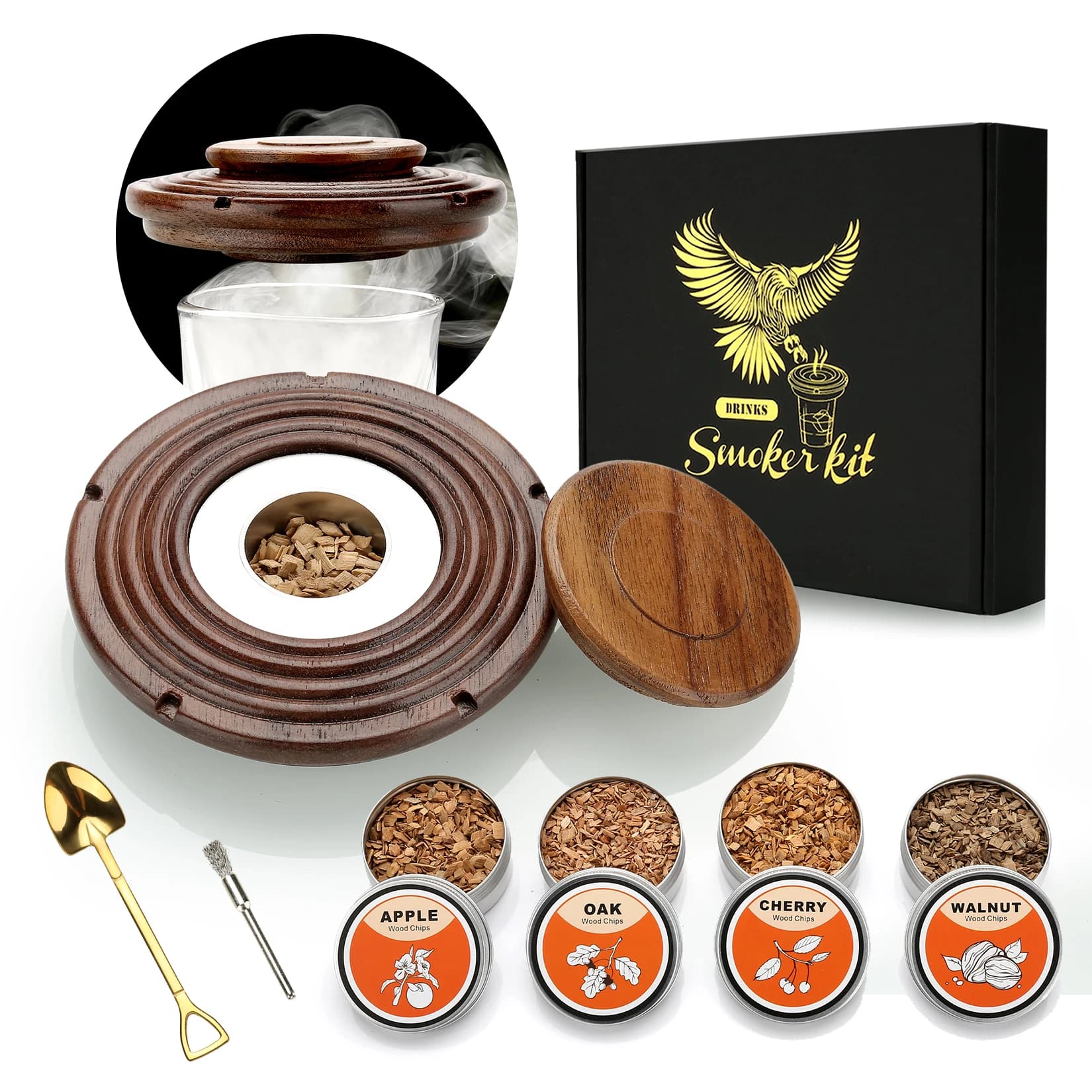 Cocktail Smoker Kit,Smoking Set ,Old Fashioned Whiskey Smoker Drinks Kit,Cocktail Accessories for Whiskey,Drink