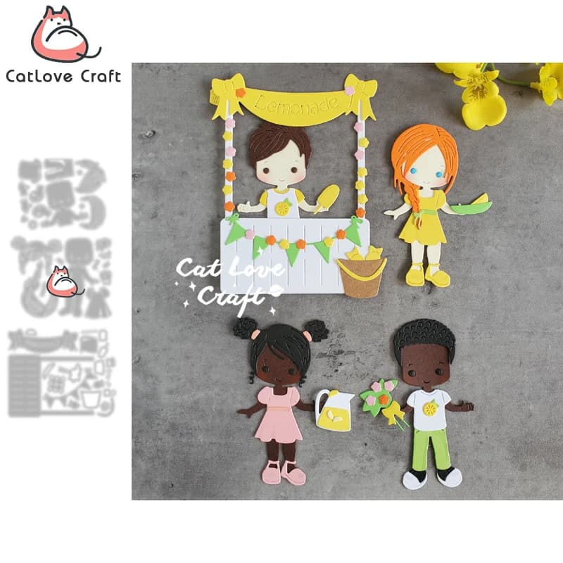 Catlove Lemonade shop Boy Girl Metal Cutting Dies Scrapbooking Stencil Die Cuts Card Making DIY Craft Embossing New Die For 2022