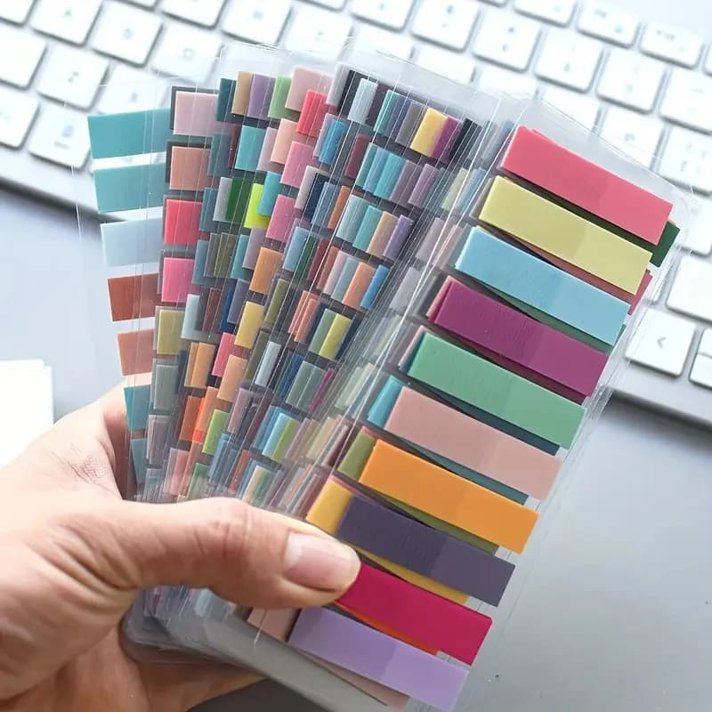 200Pcs of European vintage fluorescent PET transparent marked ten mixed colors for organization recording Suitable for office